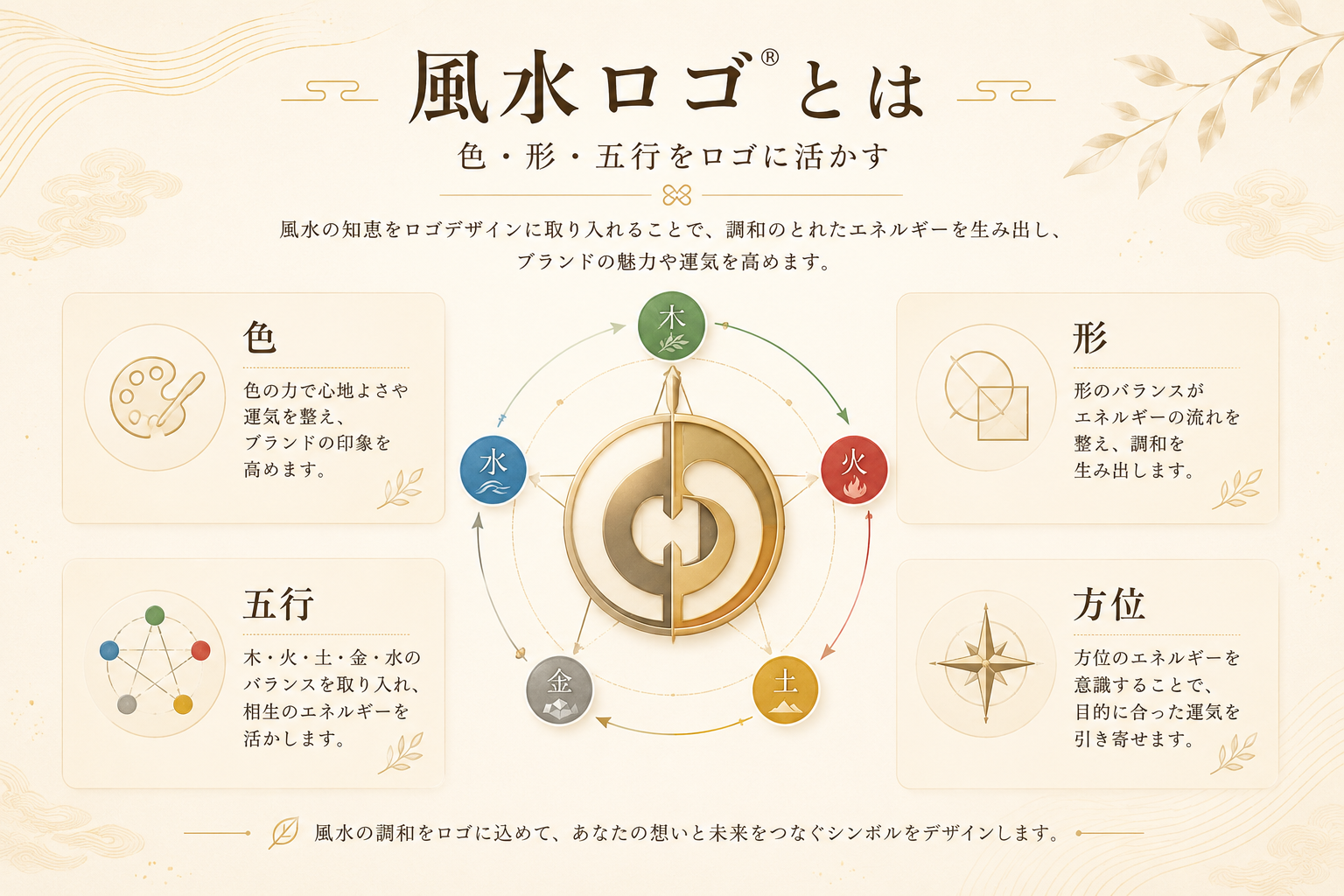 風水ロゴ 色 形 五行 方位