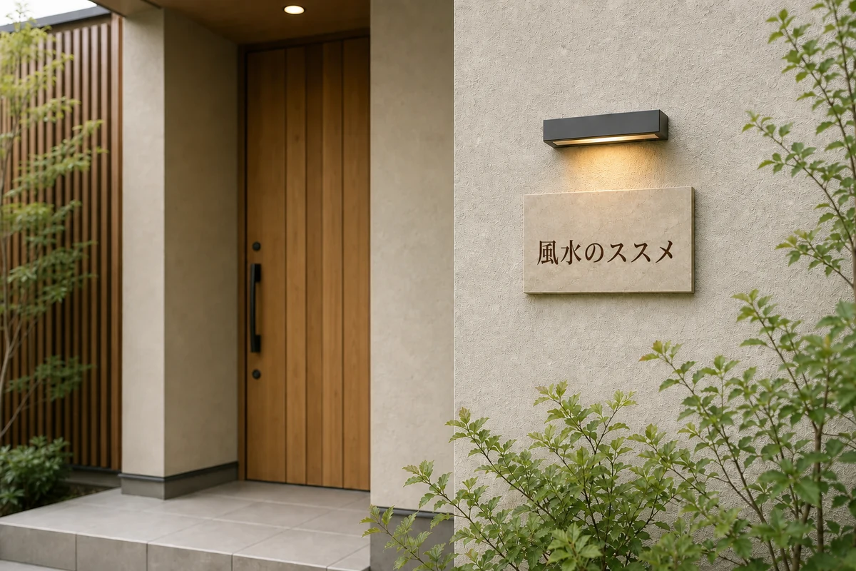 表札と玄関まわりを整える風水の図解